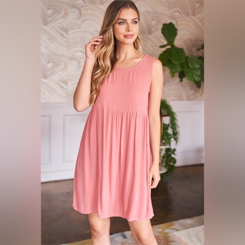 S M L SLEEVELESS APRICOT DRESS